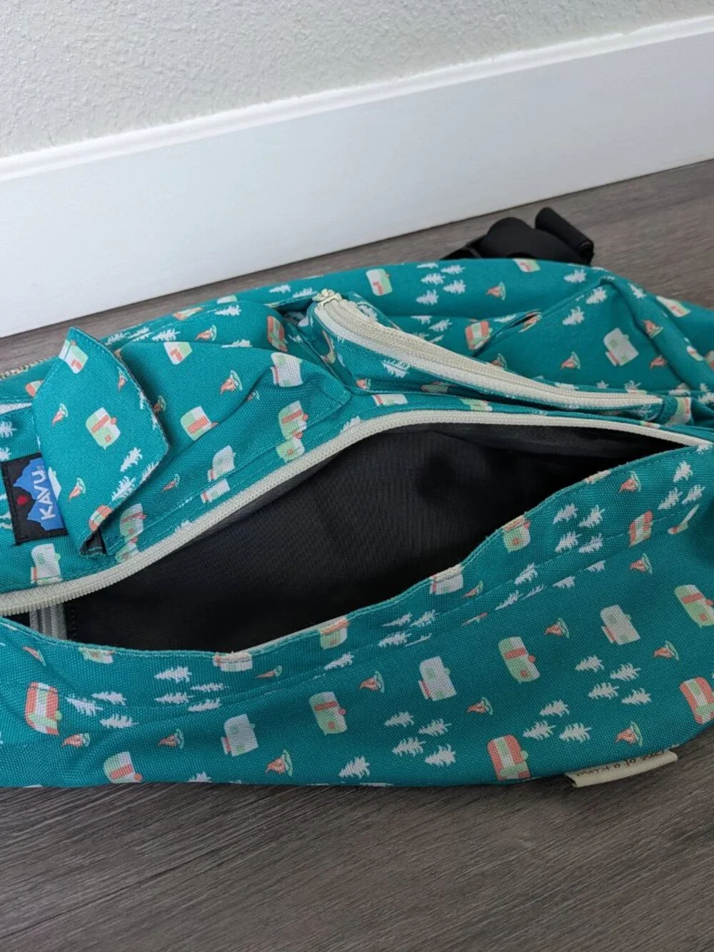 Kavu Rope Sling, Teal Camping Print